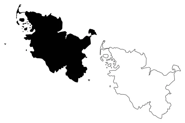 Schleswig Holstein Federalnej Republiki Niemiec Państwa Niemcy Sleswick Holsatia Mapa — Wektor stockowy