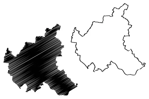 Hamburgo República Federal Alemanha Estado Alemanha Mapa Ilustração Vetorial Esboço —  Vetores de Stock