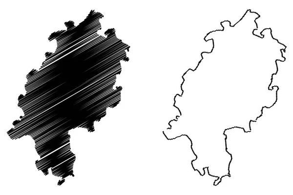 Hessen Bundesrepublik Deutschland Land Deutschland Hessen Kartenvektorillustration Kritzelskizze Hessen Karte — Stockvektor
