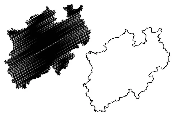 Severní Porýní Vestfálsko Spolková Republika Německo Německo Nrw Mapa Vektorové — Stockový vektor