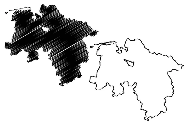 Dolní Sasko Spolková Republika Německo Německo Mapa Vektorové Ilustrace Klikyháky — Stockový vektor
