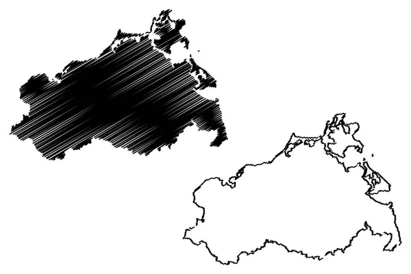 Meclemburgo Pomerania Anteriore Repubblica Federale Germania Stato Della Germania Mappa — Vettoriale Stock