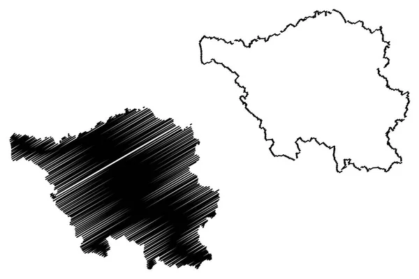 Saarland Bondsrepubliek Duitsland Staat Van Duitsland Kaart Vectorillustratie Krabbel Schets — Stockvector