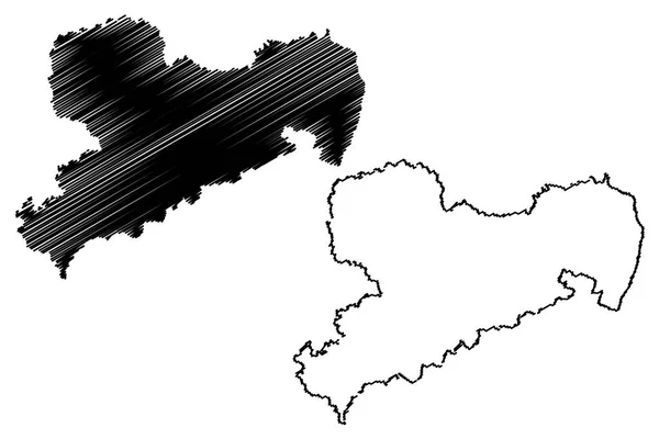 Saxônia República Federal Alemanha Estado Alemanha Estado Livre Saxônia Mapa — Vetor de Stock