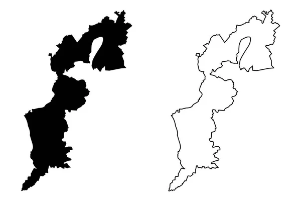 布尔根 奥地利共和国 地图矢量插图 涂鸦素描布尔根地图 — 图库矢量图片