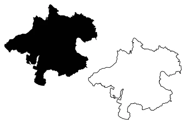 Yukarı Avusturya Avusturya Cumhuriyeti Avusturya Bavyera Harita Vektör Çizim Karalama — Stok Vektör