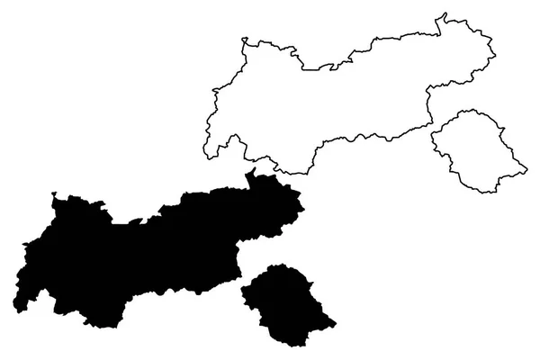 Tyrol Avusturya Cumhuriyeti Harita Vektör Çizim Karalama Kroki Tyrol Devlet — Stok Vektör