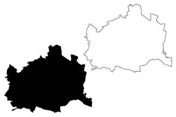维也纳 奥地利共和国 维也纳 首都和州 地图矢量插图 涂鸦素描维也纳地图 — 图库矢量图片