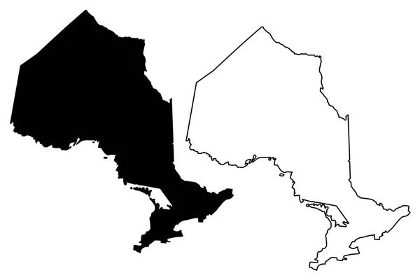 Ontario Provincias Territorios Canadá Mapa Vector Ilustración Boceto Del Garabato — Vector de stock