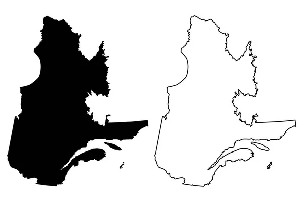 Quebec Províncias Territórios Canadá Mapa Ilustração Vetorial Esboço Rabiscos Mapa —  Vetores de Stock