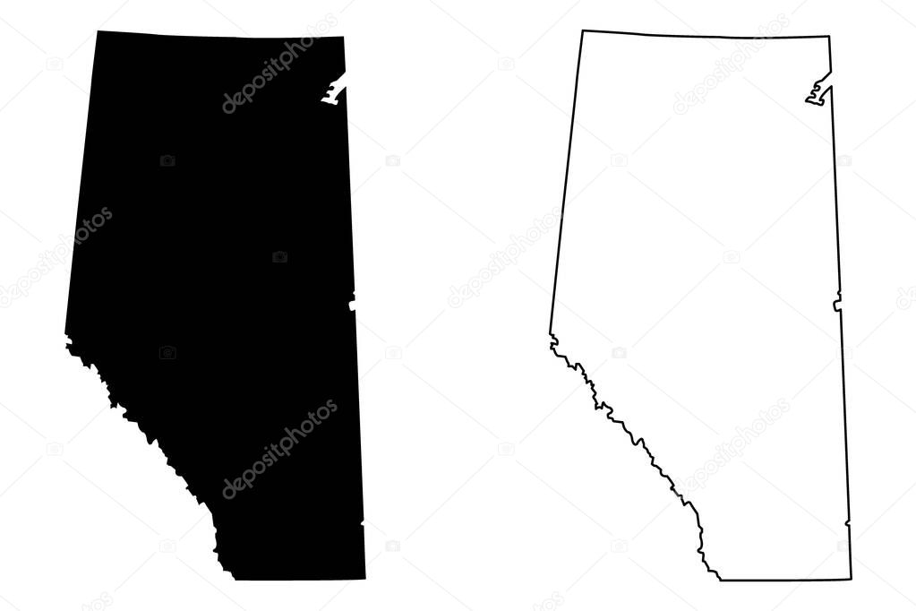 Alberta (provinces and territories of Canada) map vector illustration, scribble sketch Alberta map