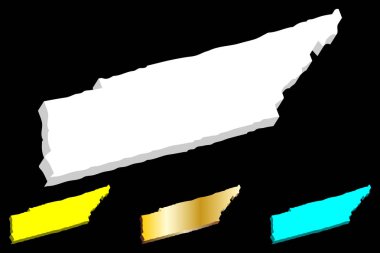 Tennessee (Amerika Birleşik Devletleri, gönüllü devlet) - 3D Haritası Beyaz, sarı, mavi ve altın - illüstrasyon vektör