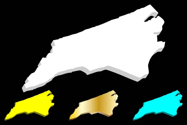 Kaart Van Noord Carolina Verenigde Staten Van Amerika Old North — Stockvector