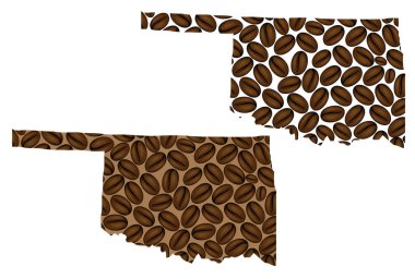 Oklahoma (Amerika Birleşik Devletleri) - kahve çekirdeği, Oklahoma harita kahve çekirdekleri ile yapılan Haritası,