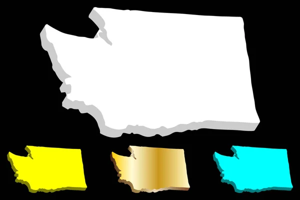 Washington Amerikai Egyesült Államok Örökzöld Állam Térkép Fehér Sárga Kék — Stock Vector