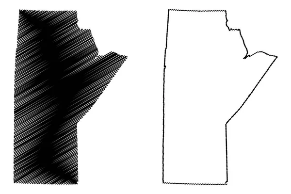 Manitoba Provinces Territories Canada Map Vector Illustration Scribble Sketch Manitoba — Stock Vector