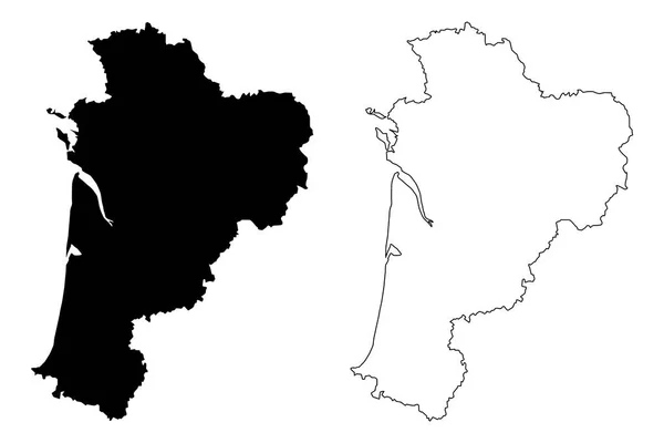 ヌーベル アキテーヌ地域圏 フランス 行政区 地図ベクトル図 フリーハンド スケッチ ヌーベル アキテーヌ アキテーヌ地域圏 — ストックベクタ