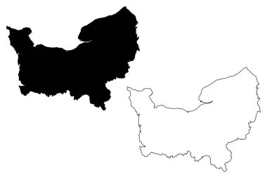 Normandiya (Fransa, yönetim bölgesi) harita vektör çizim, karalama taslak Normandy harita