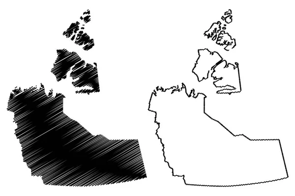 Nordwestliche Territorien Provinzen Und Territorien Von Kanada Karte Vektorillustration Kritzelskizze — Stockvektor