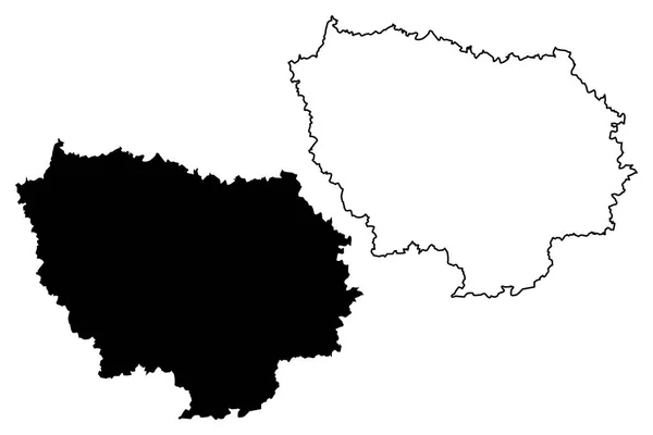 Ile France France Région Administrative Illustration Vectorielle Carte Croquis Croquis — Image vectorielle