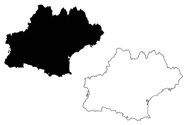 Occitanie Frankreich Verwaltungsregion Kartenvektorillustration Kritzelskizze Okitanien Karte — Stockvektor