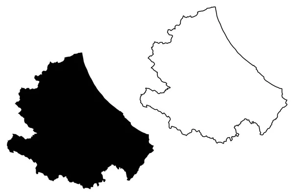 Abruzja Region Włoch Mapa Wektor Ilustracja Szkic Mapy Abruzja — Wektor stockowy