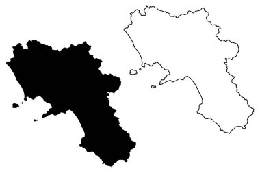 Campania (İtalya'nın Özerk Bölgesi) harita vektör çizim, karalama kroki Campania harita