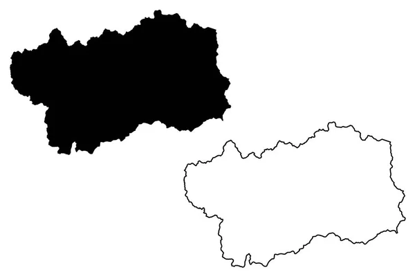 Aosta Valley Autonomní Region Itálie Mapa Vektorové Ilustrace Klikyháky Situační — Stockový vektor