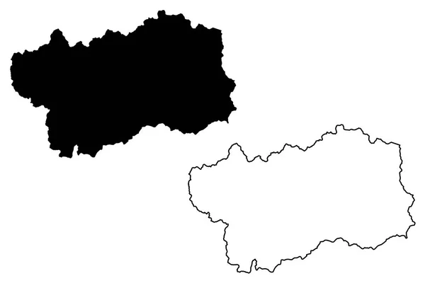 Валле Аоста Автономного Регіону Італії Карта Векторні Ілюстрації Писанина Ескіз — стоковий вектор