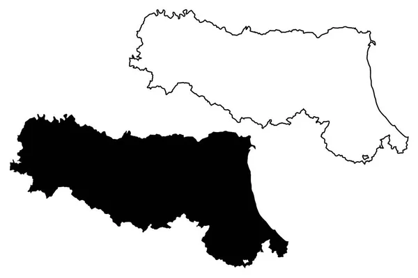 Ilustracja Wektorowa Mapa Emilia Romagna Autonomiczny Region Włoch Bazgroły Naszkicować — Wektor stockowy