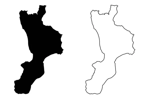Calabria (İtalya, Bruttium Özerk Bölgesi) harita vektör çizim, karalama taslak Calabria Haritası
