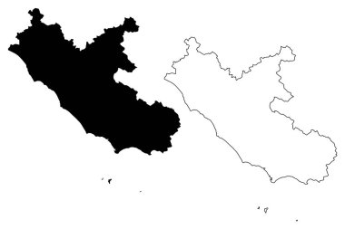 Lazio (İtalya'nın Özerk Bölgesi) harita vektör çizim, karalama kroki Lazio harita