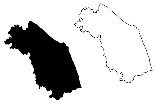 マルケ州 イタリアの自治区 地図のベクトル図 フリーハンド スケッチ行進マップ — ストックベクタ