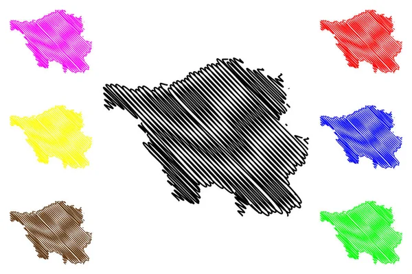 Saarland República Federal Alemanha Estado Alemanha Mapa Ilustração Vetorial Scribble —  Vetores de Stock