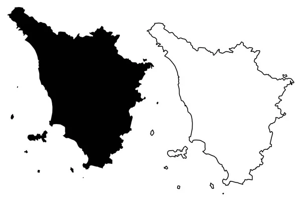 Toscana Região Autónoma Itália Mapa Ilustração Vetorial Esboço Rabiscos Toscana —  Vetores de Stock