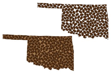 Oklahoma (Amerika Birleşik Devletleri) - kahve çekirdeği, Oklahoma harita kahve çekirdekleri ile yapılan Haritası,