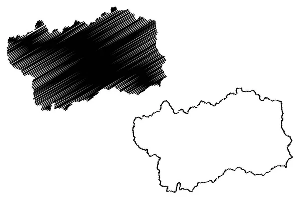 Aosta Valley Região Autônoma Itália Mapa Ilustração Vetorial Esboço Rabiscos — Vetor de Stock