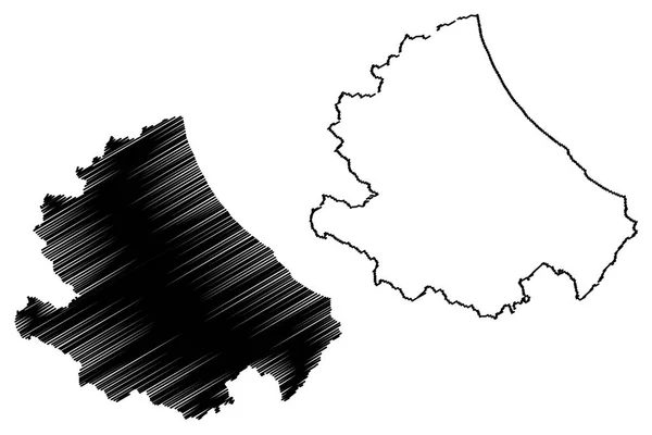 アブルッツォ州 イタリアの地域 地図ベクトル図 フリーハンド スケッチ アブルッツォ地図 — ストックベクタ