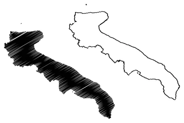 Apúlia Região Autônoma Itália Mapa Ilustração Vetorial Esboço Rabiscos Apúlia — Vetor de Stock