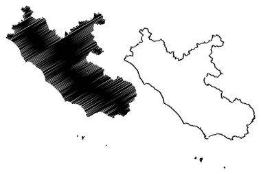Lazio (İtalya'nın Özerk Bölgesi) harita vektör çizim, karalama kroki Lazio harita