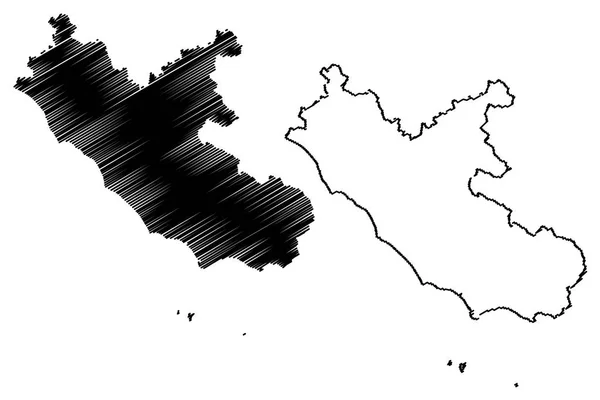 拉齐奥 意大利自治区 地图矢量插图 涂鸦素描拉齐奥地图 — 图库矢量图片