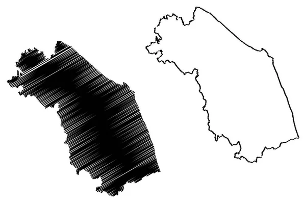 マルケ州 イタリアの自治区 地図のベクトル図 フリーハンド スケッチ行進マップ — ストックベクタ
