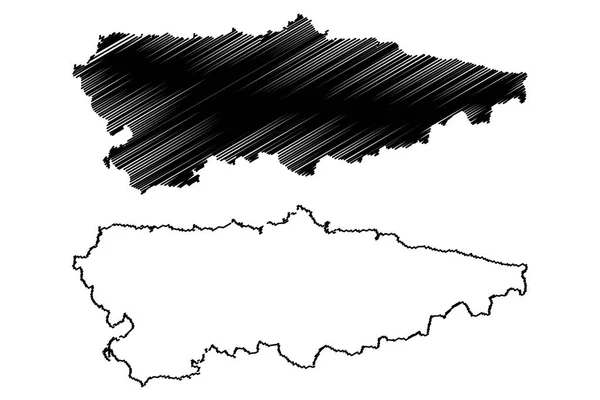 Asturie Regno Spagna Comunità Autonoma Mappa Vettoriale Illustrazione Scarabocchio Principato — Vettoriale Stock
