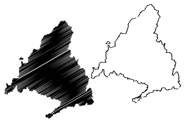 Comunidade Madrid Reino Espanha Comunidade Autónoma Mapa Ilustração Vetorial Esboço — Vetor de Stock