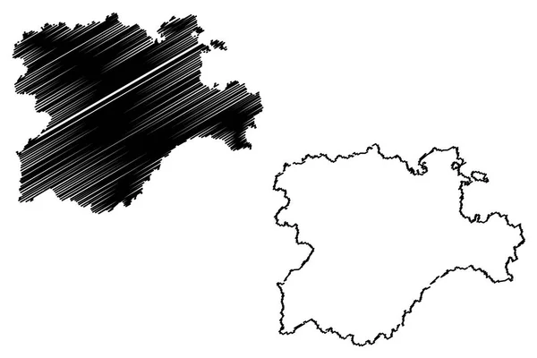 Castile Leon Kingdom Spain Autonomous Community Map Vector Illustration Scribble — Stock Vector