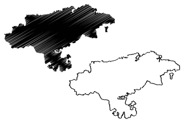 Cantabria Regno Spagna Comunità Autonoma Mappa Vettoriale Illustrazione Scarabocchio Cantabria — Vettoriale Stock