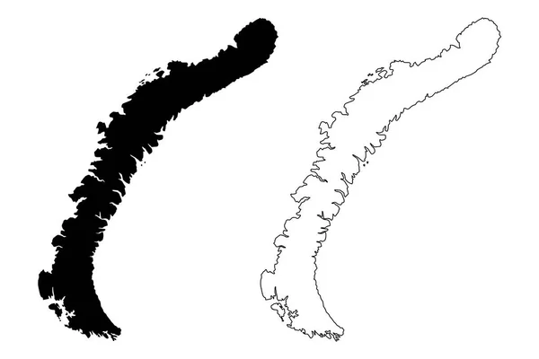 Карта Новой Земли Архипелаг России Северный Остров Остров Южный Набросок — стоковый вектор