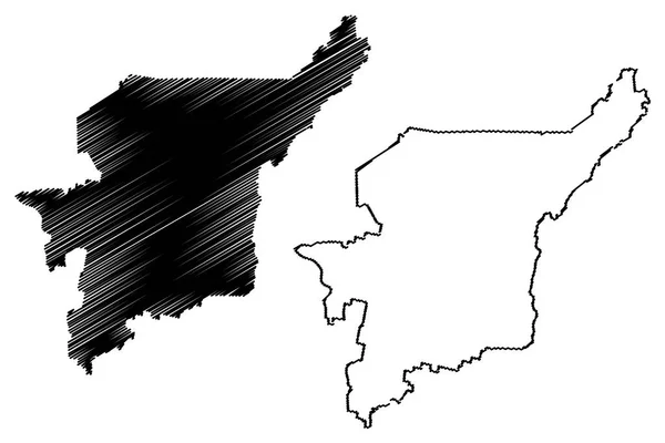 科米共和国 俄罗斯联邦的主题 俄国共和国 地图向量例证 涂鸦速写科米地图 — 图库矢量图片