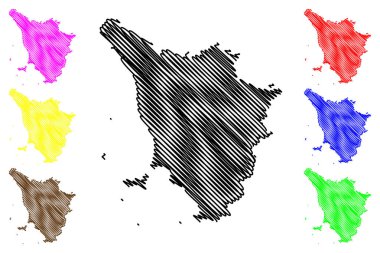 Tuscany (İtalya'nın Özerk Bölgesi) harita vektör çizim, karalama kroki Toscana harita