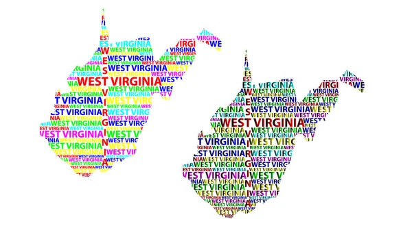 Skizze Westvirginia Vereinigte Staaten Von Amerika Brief Text Karte Westvirginia — Stockvektor